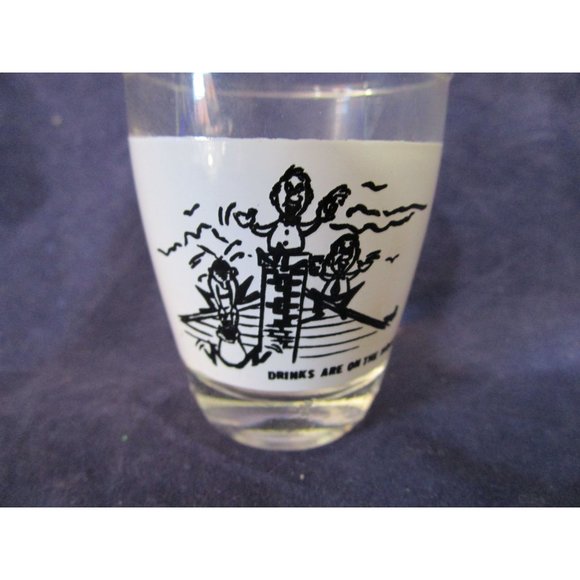 Inappropriate Bad Boy Cartoon Shot Glasses Vintage Anchor Hocking Three IOP - Picture 5 of 14